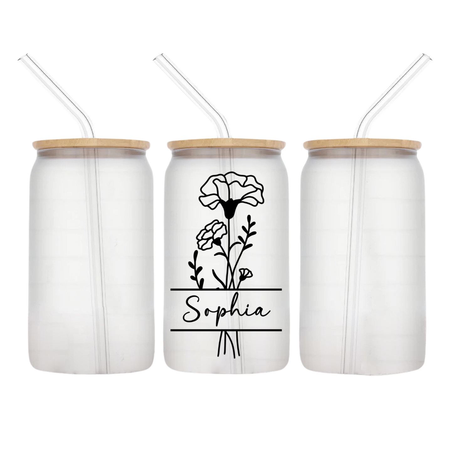 Name & Birthflower Personalised Libbey
