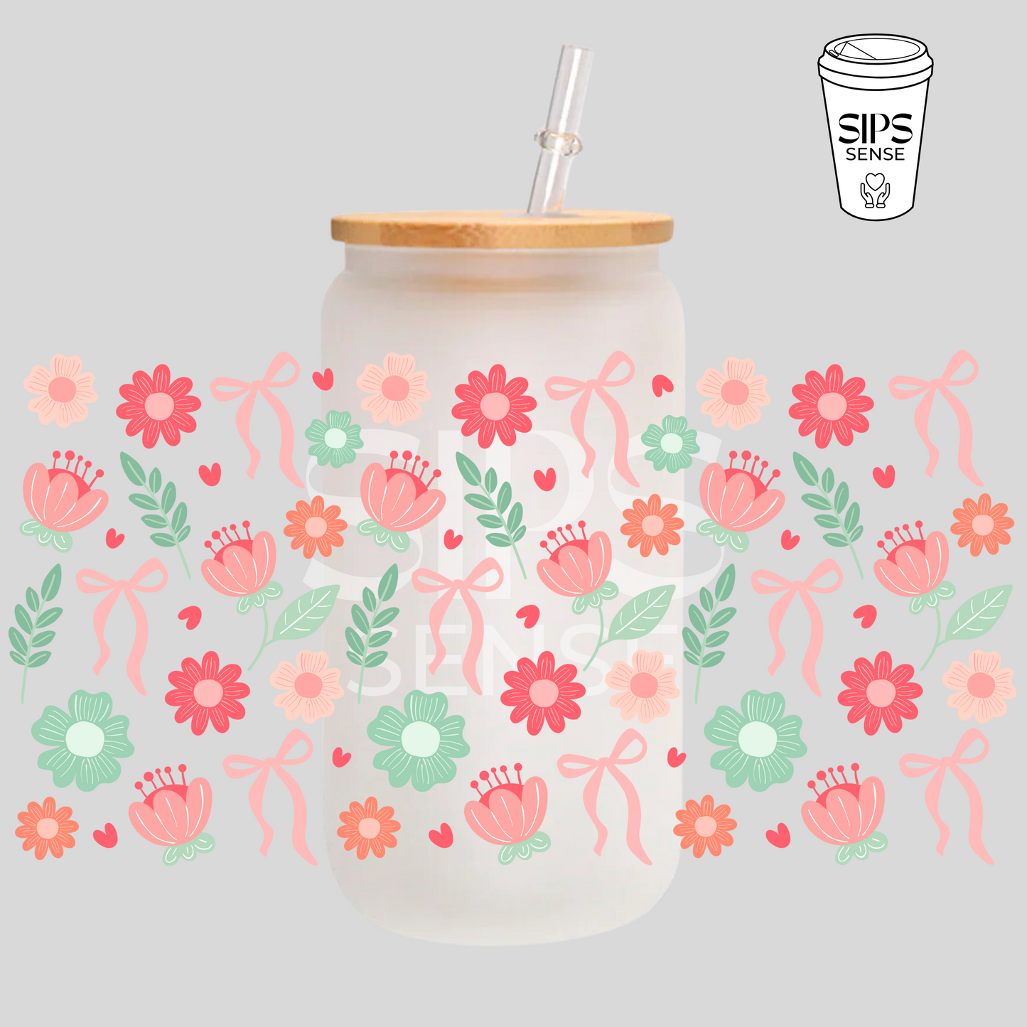 Coquette Bow Floral UV DTF Wrap