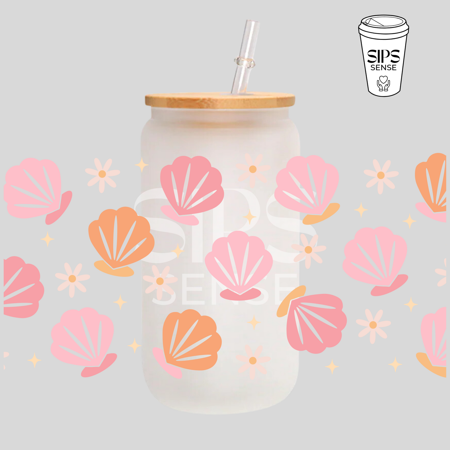Peachy Seashells UV DTF Wrap