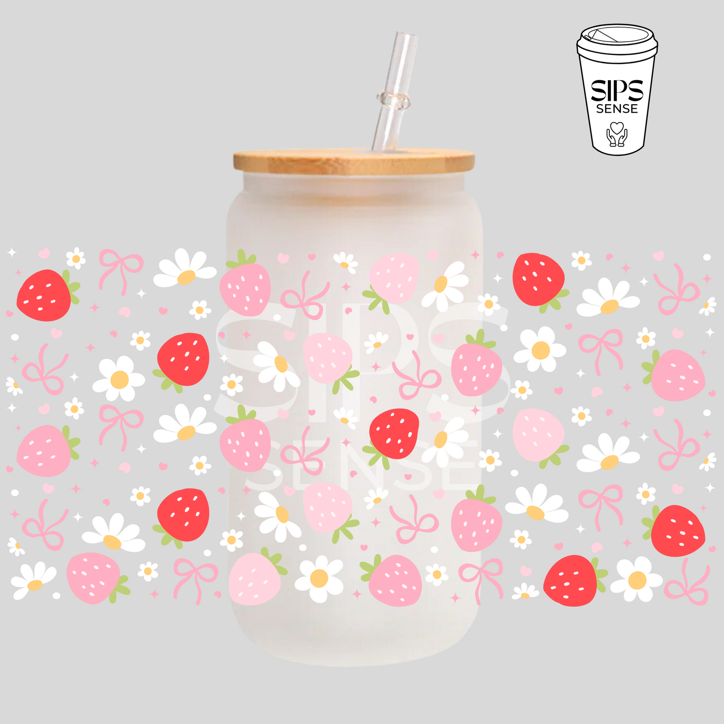 Strawberry Bows UV DTF Wrap