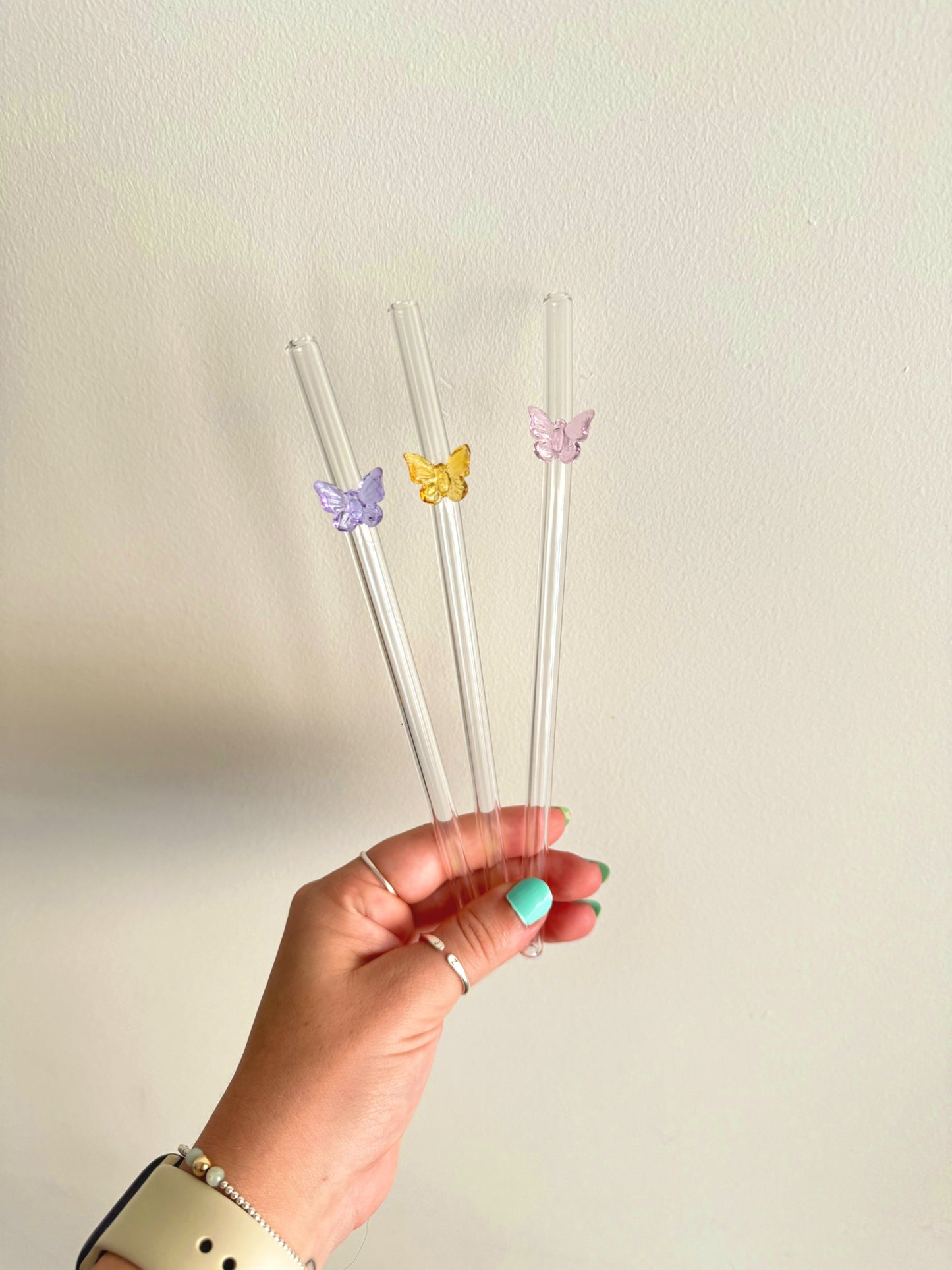 Butterfly Glass Straws