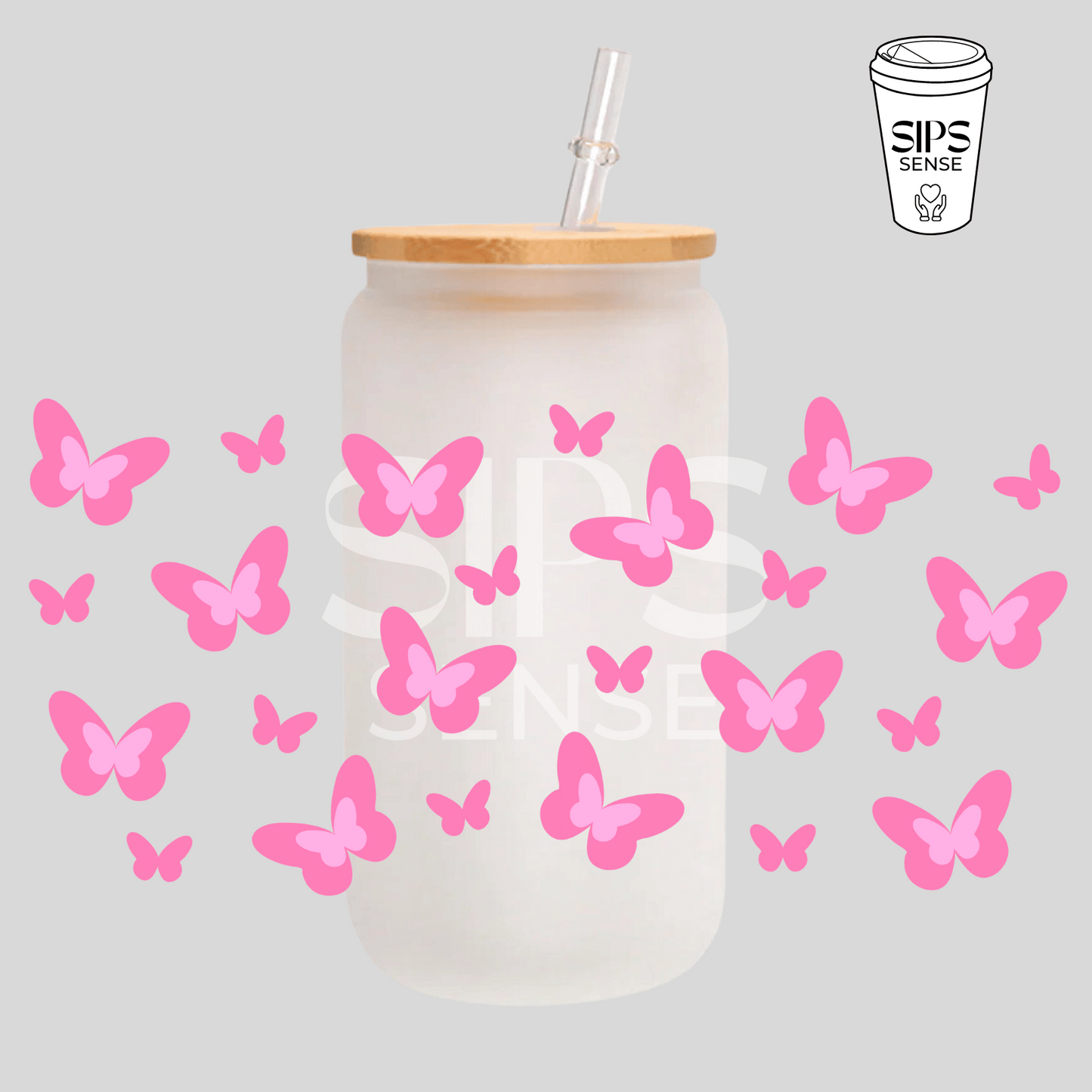 Pink Butterflies UV DTF Wrap