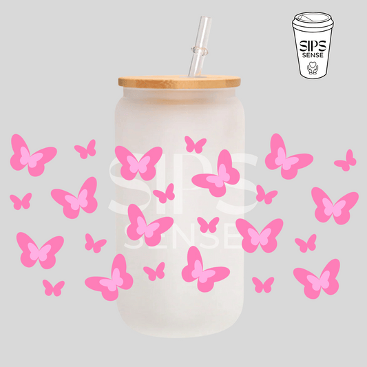 Pink Butterflies UV DTF Wrap