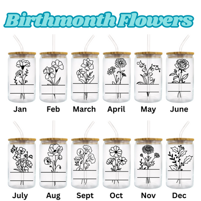Name & Birthflower Personalised Libbey