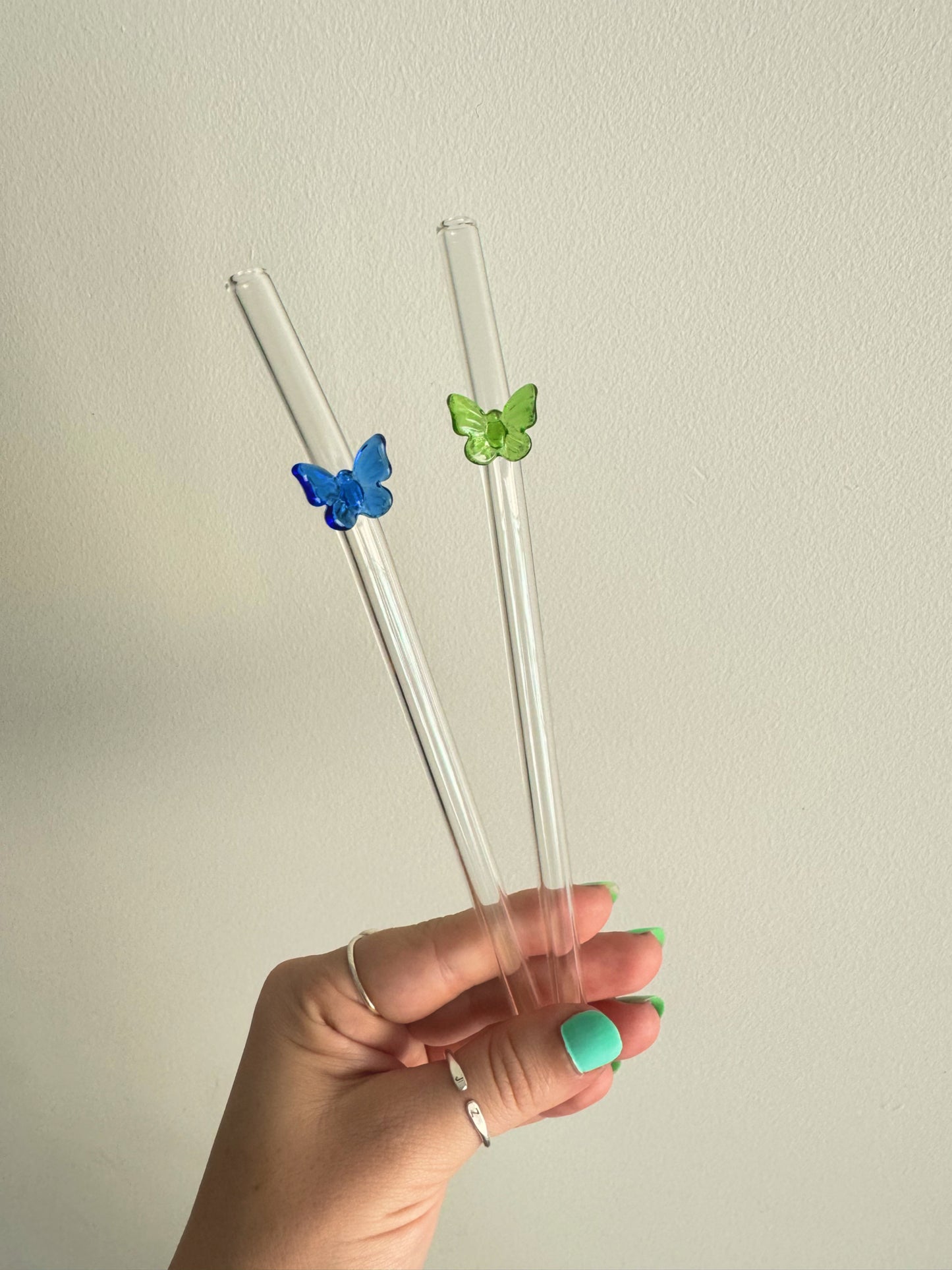 Butterfly Glass Straws