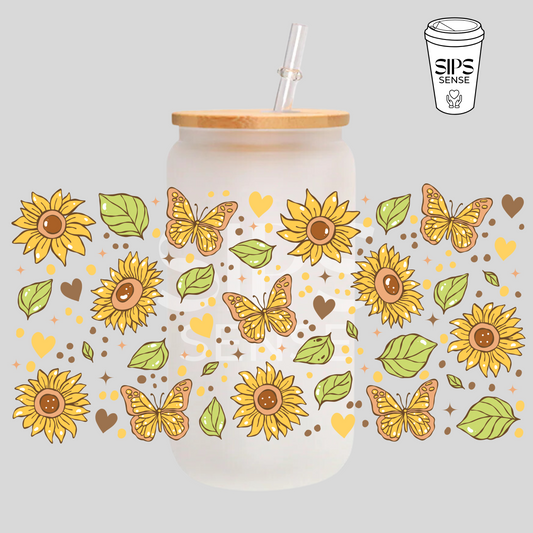 Butterflies & Sunflowers UV DTF Wrap