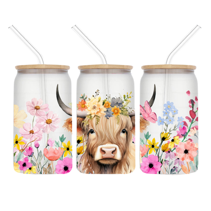 Floral Highland Cow