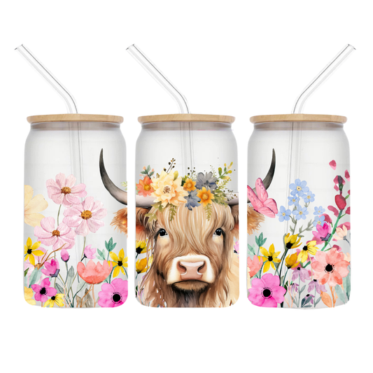 Floral Highland Cow