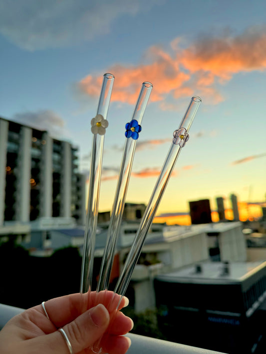 Flower Glass Straws