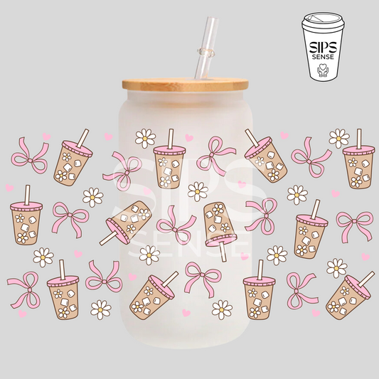 Iced Coffee Bows UV DTF Wrap